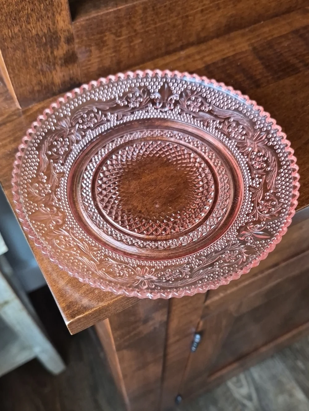 Trellis Pink Plate From Crystal Clear Industries